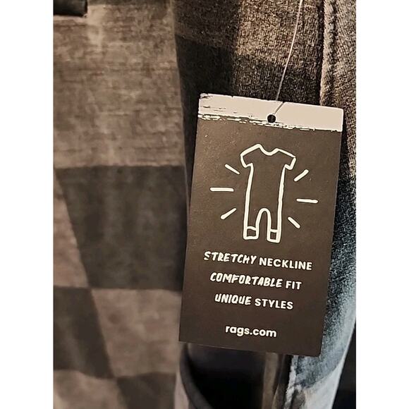 Rags Women’s Tank Romper Black Denim Check Size (L) NWT Snapless Jumpsuit - Picture 9 of 10